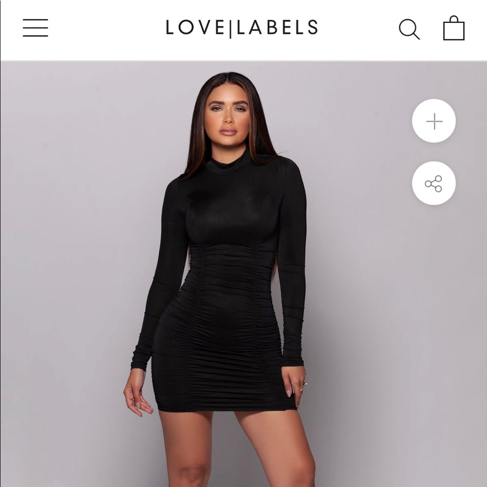 Love Labels Black Ruched mini dress size M